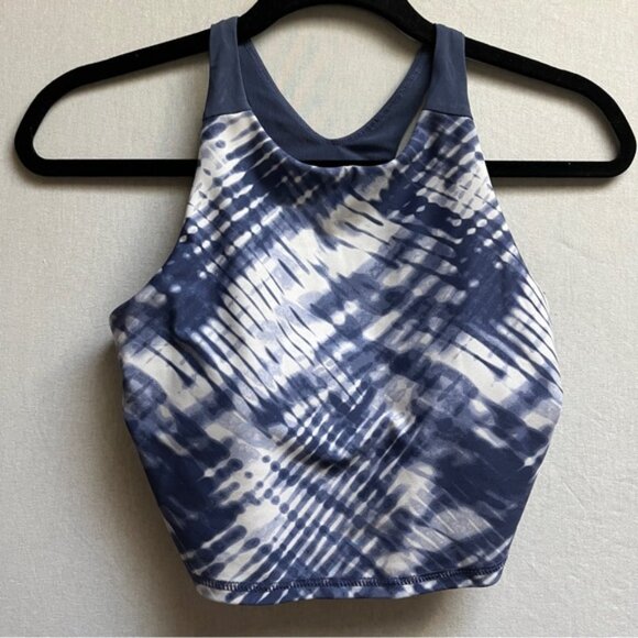 Joe Fresh Blue Tie-Dye Activewear Set Women’s Workout Crop Top & Shorts Sz S - Picture 2 of 11